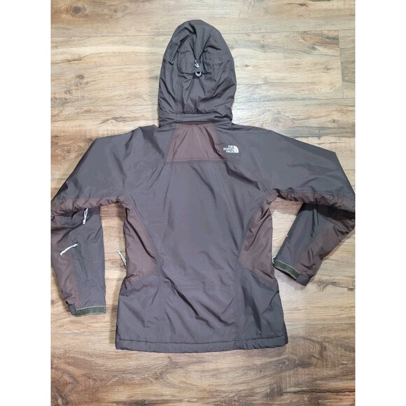 The North Face Jacket Womens S Hyvent Hooded Full Zip Brown Wind Rain Snow Warm - Picture 9 of 10